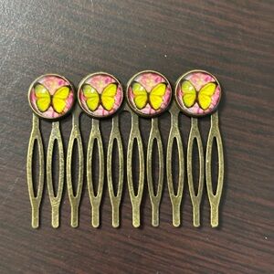 Yellow Butterfly hair comb